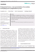 Cover page: Postpartum fevers, a rare presentation of secondary hemophagocytic lymphohistiocytosis.