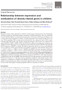 Cover page: Relationship between expression and methylation of obesity-related genes in children