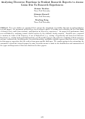 Cover page: Analyzing Discourse Functions in Student Research Reports to Assess Gains Due To Research Experiences