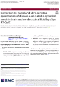 Cover page: Correction to: Rapid and ultra-sensitive quantitation of disease-associated α-synuclein seeds in brain and cerebrospinal fluid by αSyn RT-QuIC.