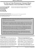 Cover page: Not Just an Urban Phenomenon: Uninsured Rural Trauma Patients at Increased Risk for Mortality