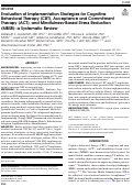 Cover page: Evaluation of Implementation Strategies for Cognitive Behavioral Therapy (CBT), Acceptance and Commitment Therapy (ACT), and Mindfulness-Based Stress Reduction (MBSR): a Systematic Review.