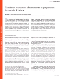 Cover page: Condensin restructures chromosomes in preparation for meiotic divisions