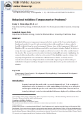 Cover page: Behavioral Inhibition: Temperament or Prodrome?