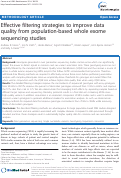 Cover page: Effective filtering strategies to improve data quality from population-based whole exome sequencing studies