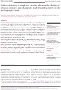 Cover page: Tobacco industry strategies to prevent a ban on the display of tobacco products and changes to health warning labels on the packaging in Brazil