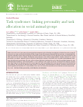 Cover page: Task syndromes: linking personality and task allocation in social animal groups