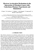 Cover page: Electron acceleration mechanisms in the interaction of ultrashort 
lasers with underdense plasmas: Experiments and simulations