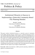 Cover page of Institutional Obstacles to Success in Implementing a Statewide Community-Based Fire Planning Mandate