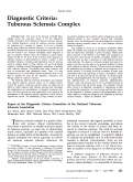 Cover page: Report of the Diagnostic Criteria Committee of the National Tuberous Sclerosis Association