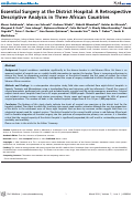 Cover page: Essential Surgery at the District Hospital: A Retrospective Descriptive Analysis in Three African Countries