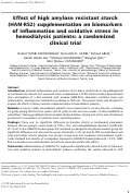 Cover page: Effect of high amylose resistant starch (HAM‐RS2) supplementation on biomarkers of inflammation and oxidative stress in hemodialysis patients: a randomized clinical trial