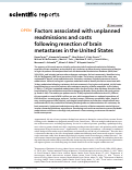 Cover page: Factors associated with unplanned readmissions and costs following resection of brain metastases in the United States