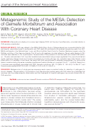 Cover page: Metagenomic Study of the MESA: Detection of Gemella Morbillorum and Association With Coronary Heart Disease