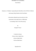 Cover page: Experiences of Pandemic Coping During the Initial Phase of the COVID-19 Outbreak and Among College Students in the United States