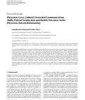 Cover page: Physician cross-cultural nonverbal communication skills, patient satisfaction and health outcomes in the physician-patient relationship.