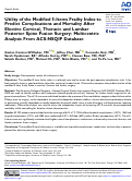 Cover page: Utility of the Modified 5-Items Frailty Index to Predict Complications and Mortality After Elective Cervical, Thoracic and Lumbar Posterior Spine Fusion Surgery: Multicentric Analysis From ACS-NSQIP Database.