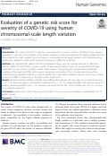 Cover page: Evaluation of a genetic risk score for severity of COVID-19 using human chromosomal-scale length variation