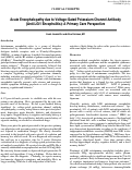 Cover page: Acute Encephalopathy due to Voltage-Gated Potassium Channel Antibody (Anti-LGI1 Encephalitis): A Primary Care Perspective