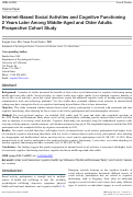 Cover page of Internet-Based Social Activities and Cognitive Functioning 2 Years Later Among Middle-Aged and Older Adults: Prospective Cohort Study.