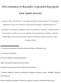 Cover page: Soft ionization of thermally evaporated hypergolic ionic liquid aerosols