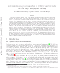 Cover page: Low Rank Plus Sparse Decomposition of Synthetic Aperture Radar Data for Target Imaging