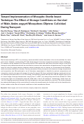 Cover page: Toward Implementation of Mosquito Sterile Insect Technique: The Effect of Storage Conditions on Survival of Male Aedes aegypti Mosquitoes (Diptera: Culicidae) During Transport