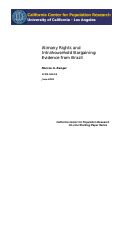 Cover page: Alimony Rights and Intrahousehold Bargaining: Evidence from Brazil