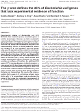 Cover page: The y-ome defines the 35% of Escherichia coli genes that lack experimental evidence of function