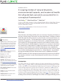 Cover page: A scoping review of natural disasters, environmental hazards, and maternal health: Are all potential outcomes accounted for in conceptual frameworks?