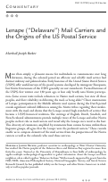 Cover page: Lenape (“Delaware”) Mail Carriers and the Origins of the US Postal Service