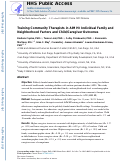 Cover page: Training Community Therapists in AIM HI: Individual Family and Neighborhood Factors and Child/Caregiver Outcomes.