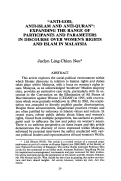 Cover page: "Anti-God, Anti-Islam and Anti-Quran": Expanding the Range of Participants and Parameters in Discourse over Women's Rights and Islam in Malaysia