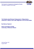 Cover page: The Relationship Between Employment in Maquiladora Industries in Mexico and Labor Migration to the United States