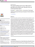 Cover page: Perceived safety and trust in SAE Level 2 partially automated cars: Results from an online questionnaire.