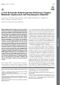 Cover page: β-Cell Succinate Dehydrogenase Deficiency Triggers Metabolic Dysfunction and Insulinopenic Diabetes