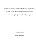 Cover page: Soil Characteristics and their Hydrologic Implications; A study on the Memorial Glade microwatershed, University of California, Berkeley campus