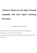 Cover page: Polymeric binders for the sulfur electrode compatible with ionic liquid containing electrolytes