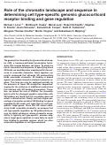 Cover page: Role of the chromatin landscape and sequence in determining cell type-specific genomic glucocorticoid receptor binding and gene regulation