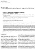 Cover page: Lactate, a Neglected Factor for Diabetes and Cancer Interaction