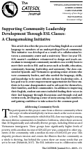 Cover page: Supporting Community Leadership Development Through ESL Classes: A Changemaking Initiative