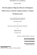 Cover page: First Description of Migratory Behavior of Humpback Whales from an Antarctic Feeding Ground to a Tropical Breeding Ground