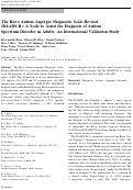 Cover page: The Ritvo Autism Asperger Diagnostic Scale-Revised (RAADS-R): A Scale to Assist the Diagnosis of Autism Spectrum Disorder in Adults: An International Validation Study