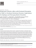 Cover page: Behavioral Deficits in Mice with Postnatal Disruption of Ndel1 in Forebrain Excitatory Neurons: Implications for Epilepsy and Neuropsychiatric Disorders