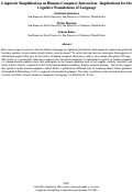 Cover page: Linguistic Simplification in Human-Computer Interaction: Implications for theCognitive Foundations of Language