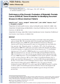 Cover page: Performance of the Genomic Evaluators of Metastatic Prostate Cancer (GEMCaP) Tumor Biomarker for Identifying Recurrent Disease in African American Patients