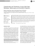 Cover page: Characteristics and Treatments of Large Cystic Brain Metastasis: Radiosurgery and Stereotactic Aspiration