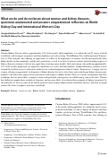 Cover page: What we do and do not know about women and kidney diseases; questions unanswered and answers unquestioned: reflection on World Kidney Day and International Women’s Day