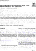 Cover page: Local and landscape drivers of bird abundance, species richness, and trait composition in urban agroecosystems