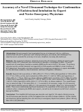 Cover page: Accuracy of a Novel Ultrasound Technique for Confirmation  of Endotracheal Intubation by Expert  and Novice Emergency Physicians